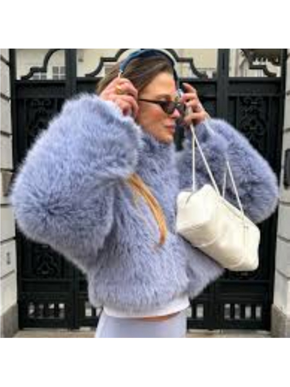 Jason Wu Fabulous Faux Silver Blue Fur Jacket size M